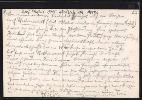 Foto-AK Thélus, Bâtiments en ruines avec voies ferrées au premier plan