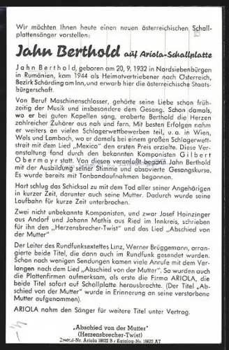 AK Jahn Berthold, Portrait, Emblem Ariola