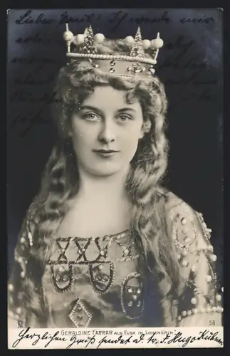 AK Opernsängerin Geraldine Farrar als Elsa in Lohengrin