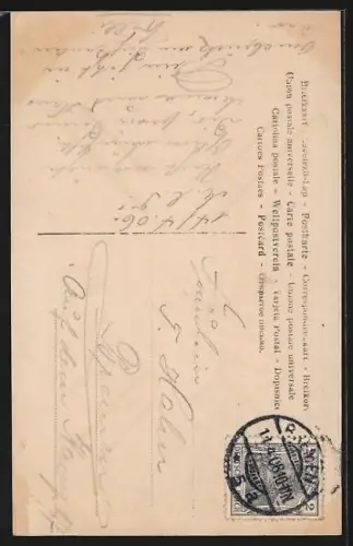 Foto-AK GG Co.: Nr. 197 / 5, Reta Walter Mignon im schönen Kleid fässt sich an ihr Herz