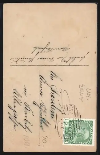 AK Geraldine Farrar im Rüschenkleid, Portrait