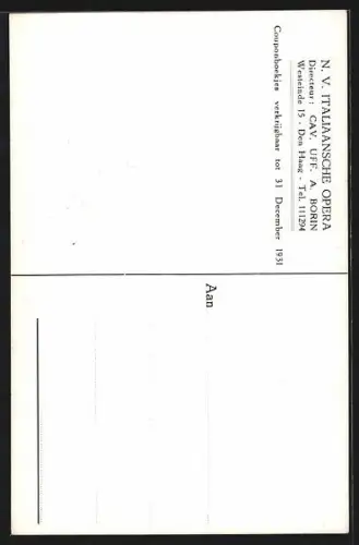 AK Den Haag, Italiaansche Opera, Directeur Cav. Uff. A Borin, Portrait