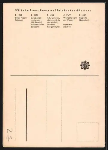 AK Wilhelm Franz Reuss, Portrait