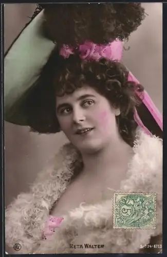 AK Opernsängerin Reta Walter mit Hut