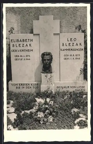 AK Elisabeth und Leo Slezak, Grabstein