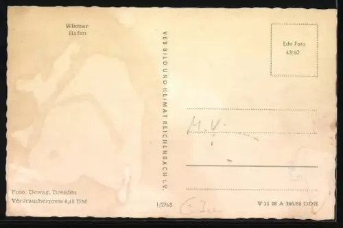 AK Wismar, Hafen, Schiffe, Stadtansicht