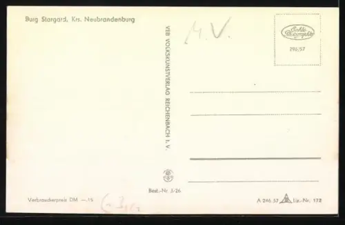 AK Burg Stargard /Neubrandenburg, Stadtansicht mit Burg