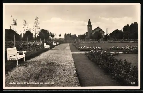 AK Zeitz, Neue Grünanlagen am Bahnhof