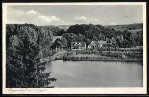AK Bögerhof in Lippe, Gasthof Bögerhof, im Vordergrund Forellenzuchtteiche