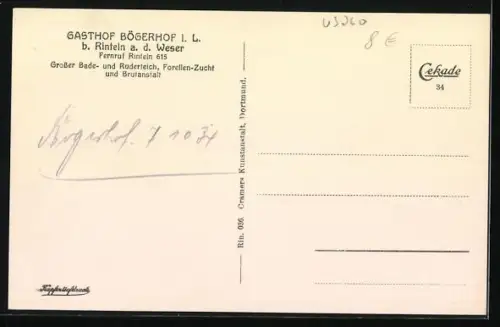 AK Bögerhof in Lippe, Gasthof Bögerhof, im Vordergrund Forellenzuchtteiche