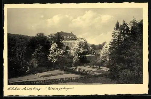 AK Arensburg /Wesergebirge, Blick auf Schloss Arensburg