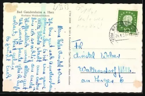 AK Bad Gandersheim a. Harz, Kurhaus Waldschlösschen