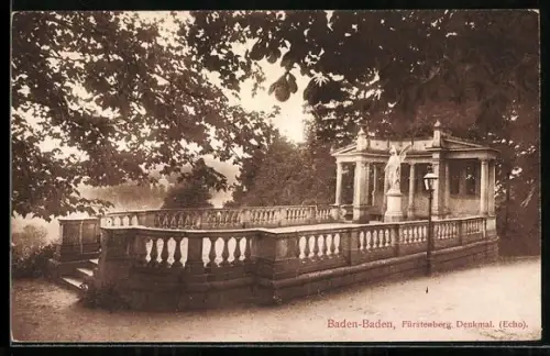 AK Baden-Baden, Blick auf das Fürstenberg-Denkmal