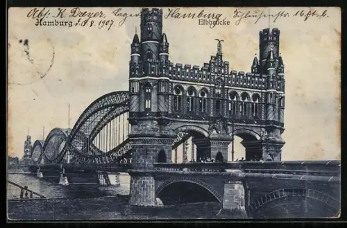 AK Hamburg-Rothenburgsort, Ansicht der Elbbrücke