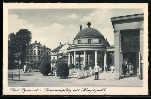 AK Bad Pyrmont, Brunnenplatz mit Hauptquelle