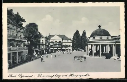 AK Bad Pyrmont, Brunnenplatz mit Hauptquelle