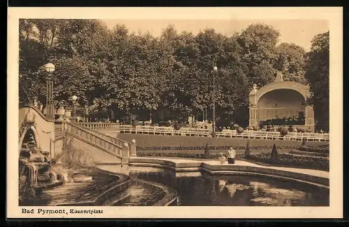AK Bad Pyrmont, Konzertplatz mit Grünanlagen