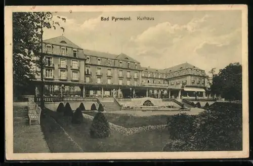 AK Bad Pyrmont, Kurhaus mit Gartenanlage