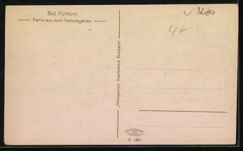 AK Bad Pyrmont, Palmengarten mit rastenden Besuchern