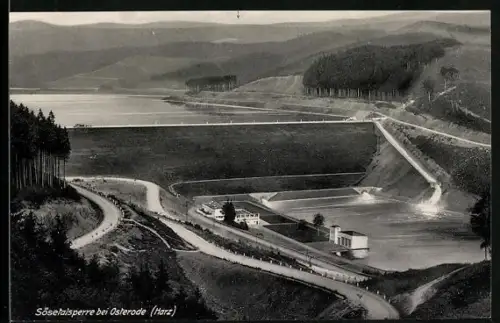 AK Osterode /Harz, Sösetalsperre aus der Vogelschau
