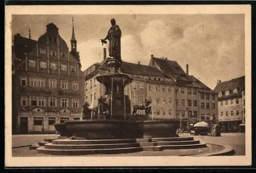 AK Freiberg / Sachsen, Obermarkt mit Denkmal Otto`s d.Reichen