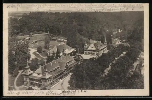 AK Alexisbad i. Harz, Vogelschau auf den Ort und Umgebung