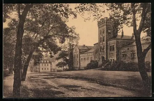 AK Gotha, Schöne-Allee mit herzogl. Marstall