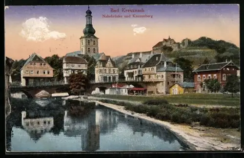 AK Bad Kreuznach, Nahebrücke, Kauzenberg