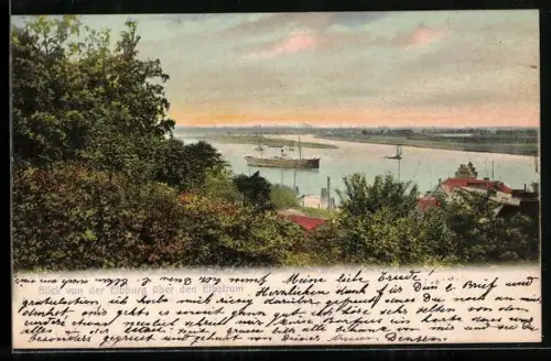 AK Glückstadt, Blick von der Elbburg über den Elbstrom