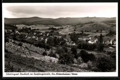 AK Rossbach /Witzenhausen, Ortsansicht aus der Vogelschau, Kaufungerwald