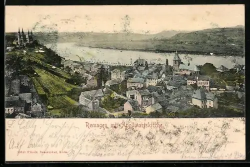 AK Remagen, Apollinariskirche und Rheinpanorama aus der Vogelschau