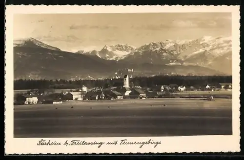 AK Surheim b. Freilassing, Ortsansicht mit Tennengebirge
