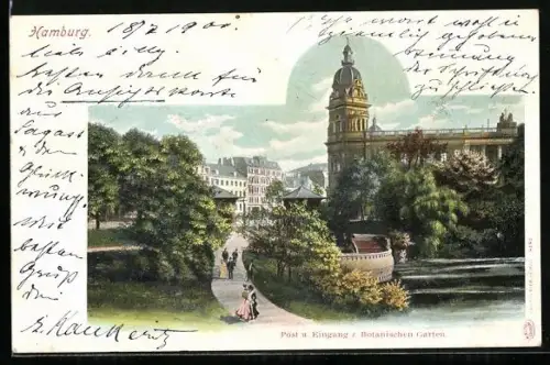 AK Hamburg-St.Pauli, Post und Eingang zum Botanischen Garten