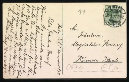 AK Zeitz, Promenade, Blick nach der Unterstadt