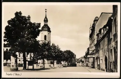 AK Triptis /Thür., Kirche, Strassenansicht
