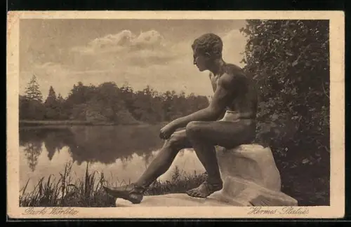 AK Wörlitz, Park Wörlitz, Hermes-Statue