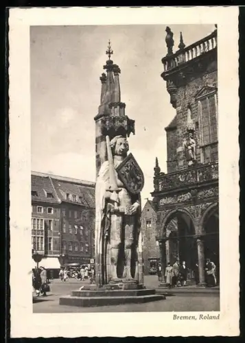 AK Bremen, Ansicht vom Bremer Roland