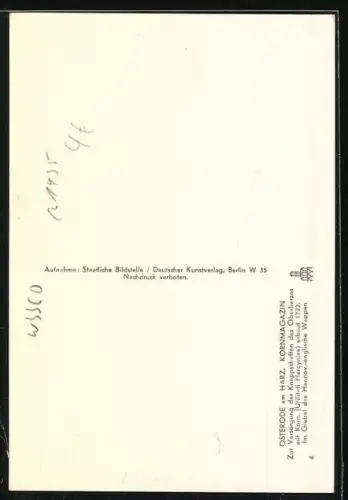 AK Osterode am Harz, Kornmagazin, Frontalansicht