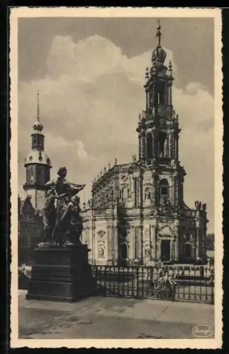 AK Dresden, Blick auf die Katholische Hofkirche