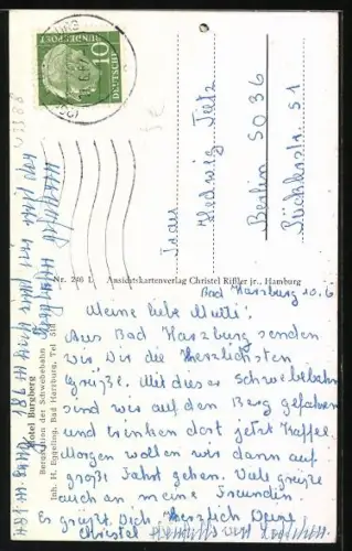 AK Bad Harzburg, Schwebebahn, Seilbahn mit Blick zum Ort