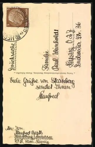 AK Starnberg, Starnberg vom Schlossberg aus gesehen