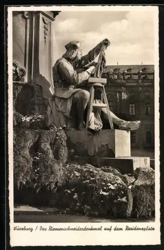 AK Würzburg, Riemenschneiderdenkmal auf dem Residenzplatz