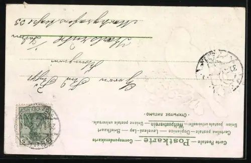 Präge-AK Singende Blaumeise, Wasser-Idylle, Pfingstgruss