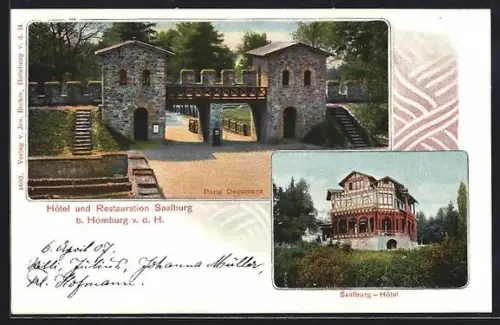 AK Homburg v. d. H., Hotel und Restaurant Saalburg, Porta Decumana