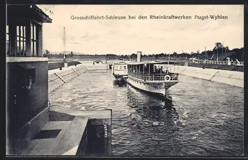 AK Augst-Wyhlen, Grossschifffahrt-Schleuse bei den Rheinkraftwerken