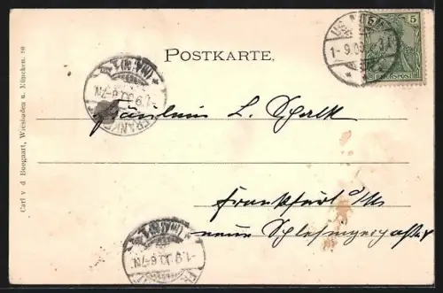 AK Cransberg, Totalansicht des Ortes in dekorativem Rahmen