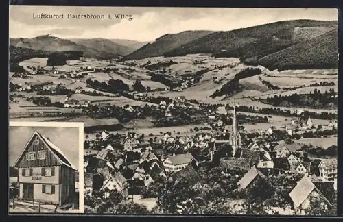 AK Baiersbronn i. Wttbg., Pension Elisabeth, Ortsansicht aus der Vogelschau