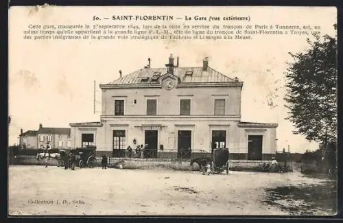 AK Saint-Florentin, La Gare, vue extérieure, Bahnhof