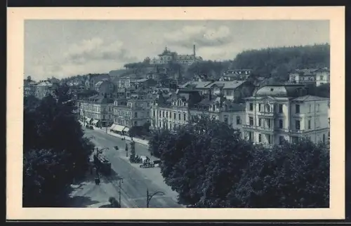 AK Marienbad, Blick gegen Egerländer, Strassenbahn