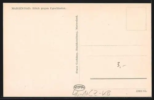 AK Marienbad, Blick gegen Egerländer, Strassenbahn